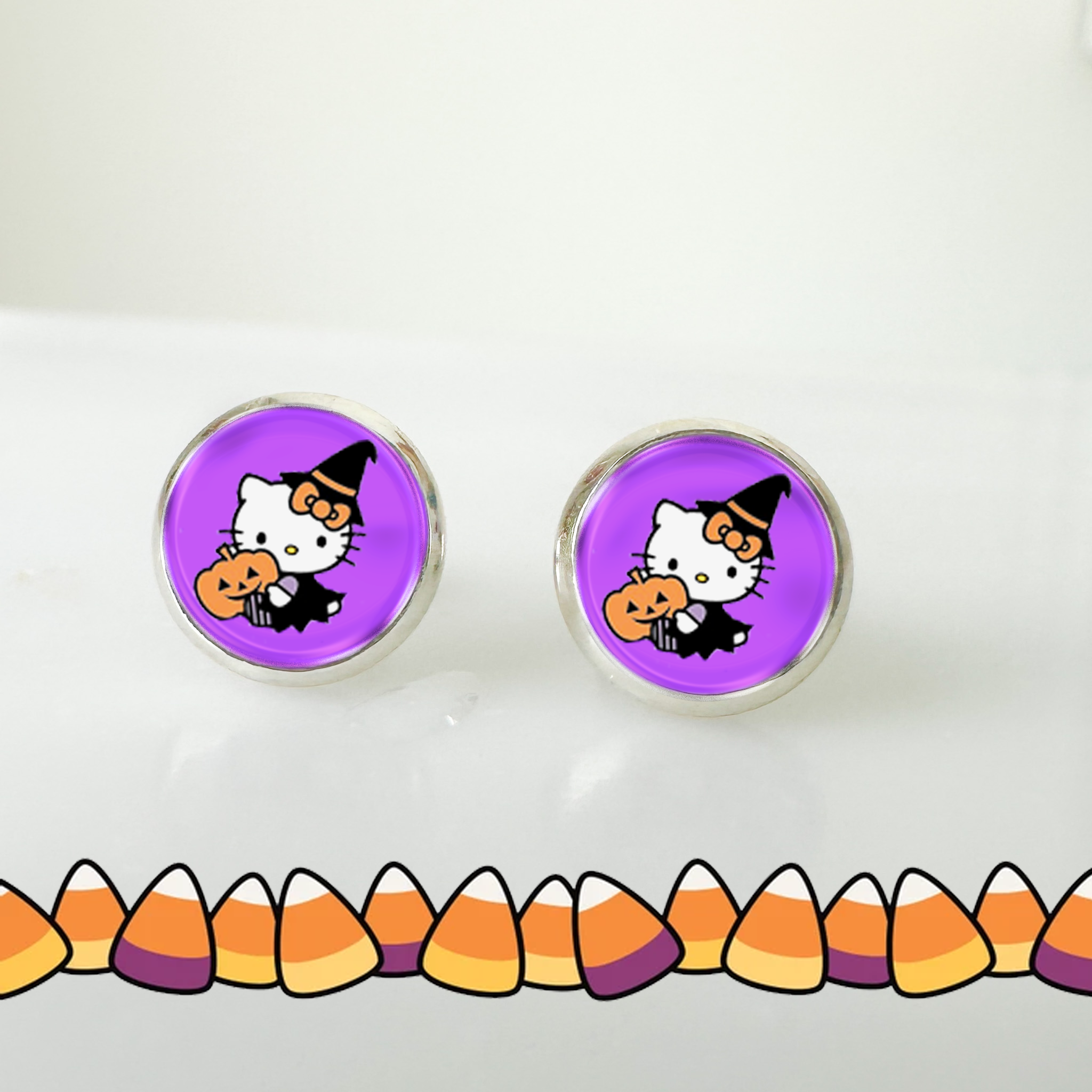 Hello Kitty Witch Halloween Earrings
